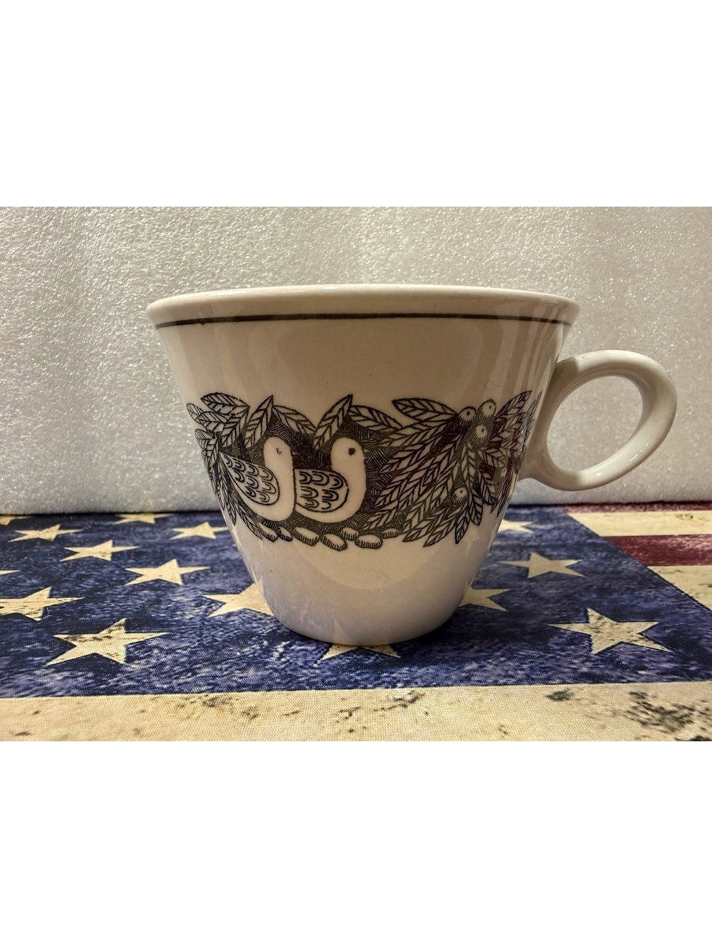 Vintage Independence Ironstone Interpace Japan Bird Floral Coffee Mug Folk Art